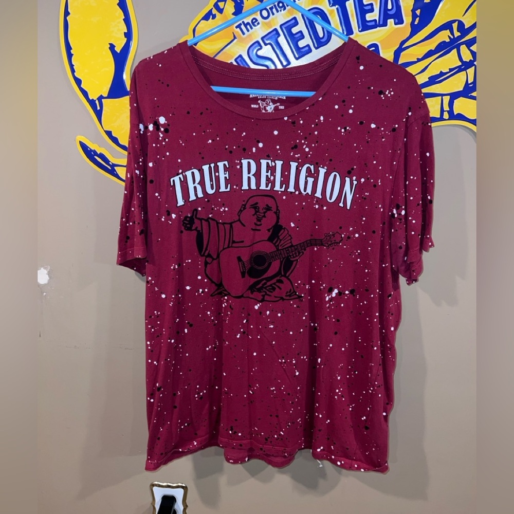 True Religion Burgundy Splatter Graphic Tee